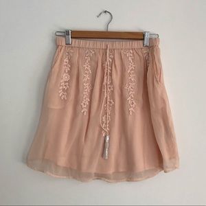 NWOT embroidered blush skirt